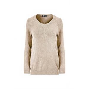 NEW M MADE IN ITALY women's v-neck knit sweater in vanilla